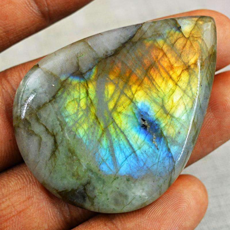 gemsmore:Blue & Golden Flash Labradorite Gemstone Natural Pear Shape