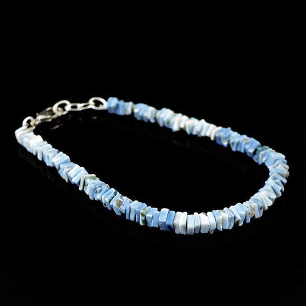 gemsmore:Blue Lace Agate Bracelet Natural Untreated Beads