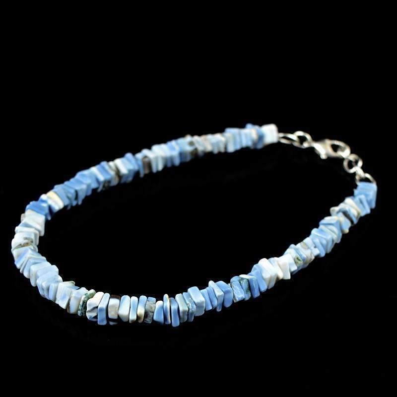 gemsmore:Blue Lace Agate Bracelet Natural Untreated Beads