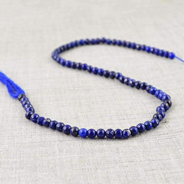 gemsmore:Blue Lapis Lazuli Beads Strand Natural Round Shape
