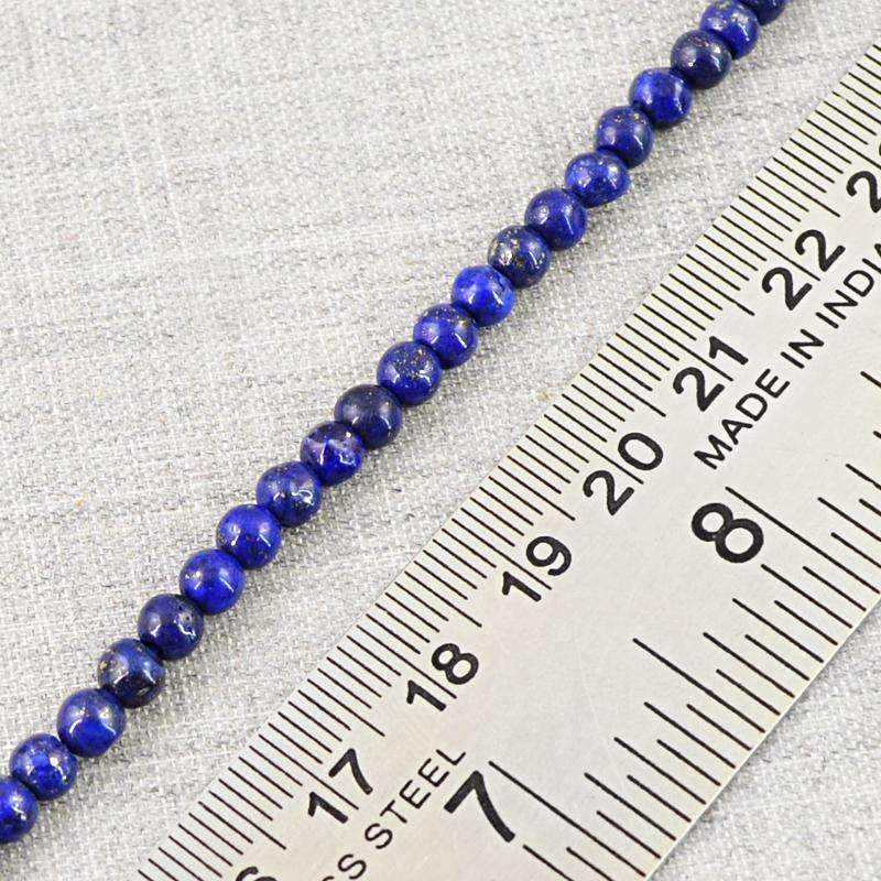 gemsmore:Blue Lapis Lazuli Beads Strand Natural Round Shape