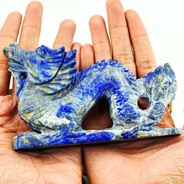 gemsmore:Blue Lapis Lazuli Carved Dragon Carving Real Gemstone