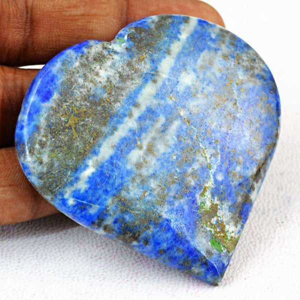 gemsmore:Blue Lapis Lazuli Carved Heart Shape Cabochon