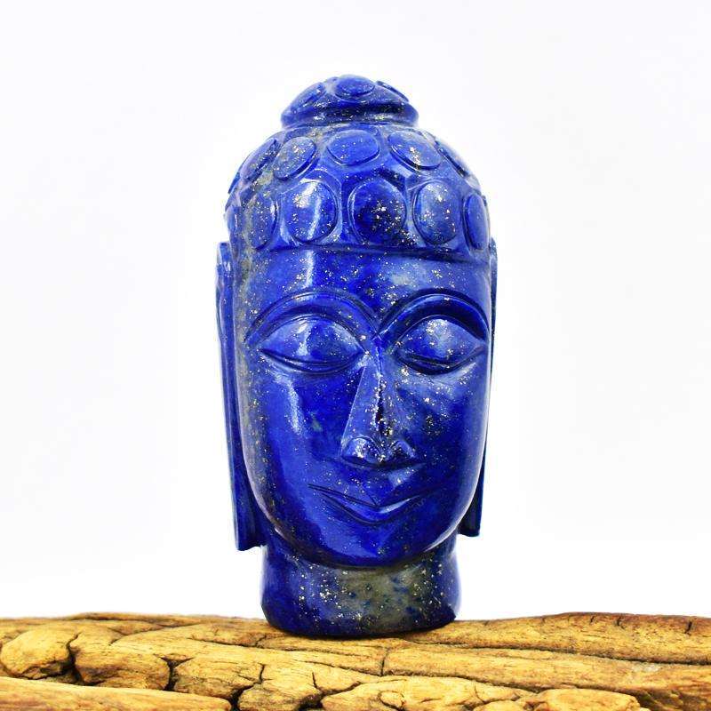 gemsmore:Blue Lapis Lazuli Carved Lord Buddha Head Idol