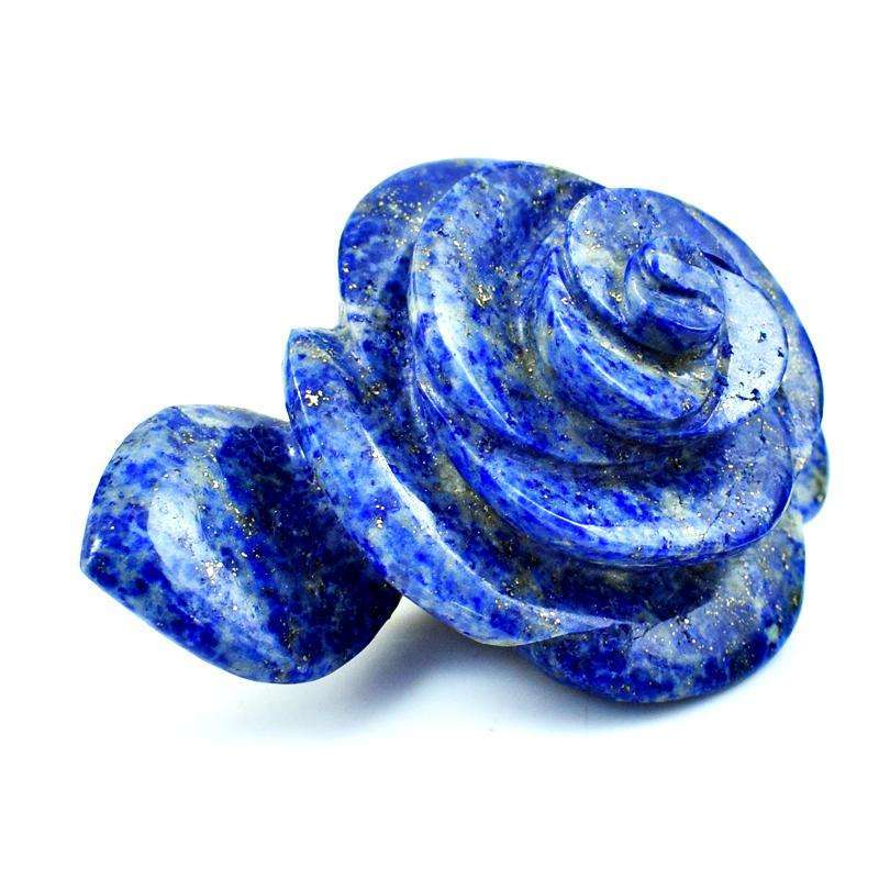 gemsmore:Blue Lapis Lazuli Carved Rose With Golden Flakes