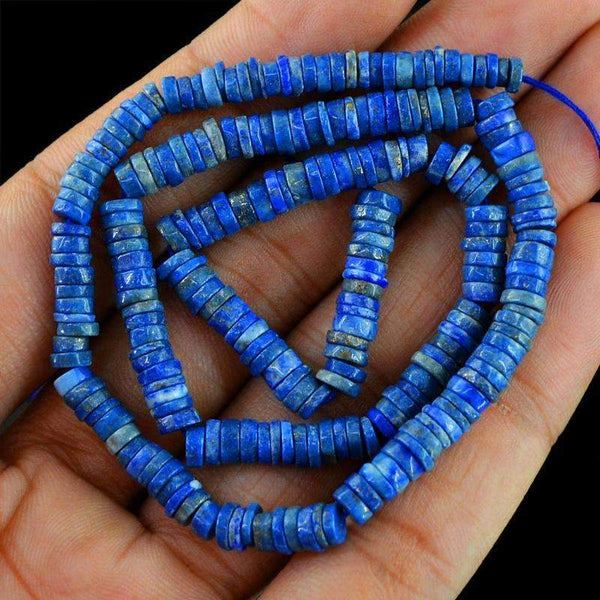 gemsmore:Blue Lapis Lazuli Drilled Beads Strand Natural Round Shape