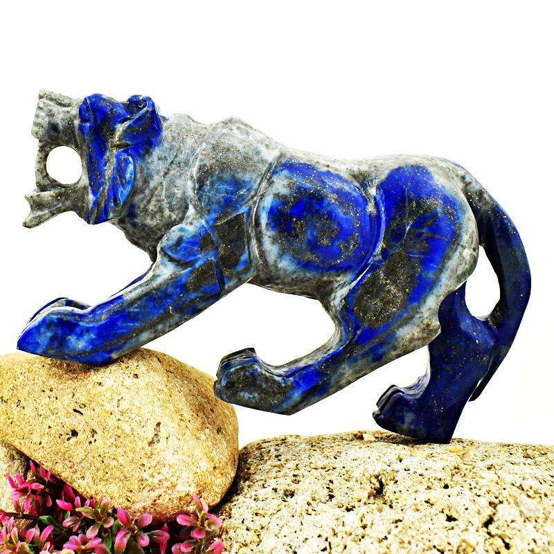 gemsmore:Blue Lapis Lazuli Finely Hand Carved Lion