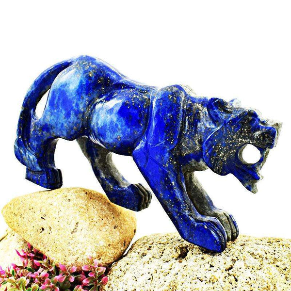 gemsmore:Blue Lapis Lazuli Finely Hand Carved Lion