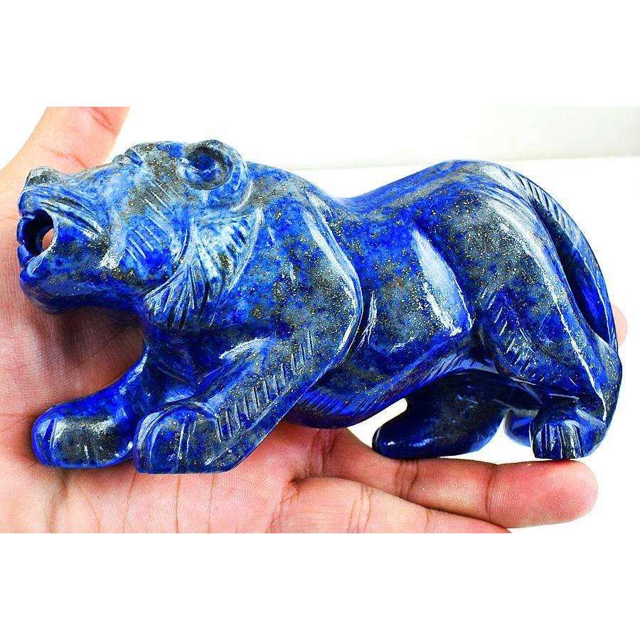 gemsmore:Blue Lapis Lazuli Finely Hand Carved Lion