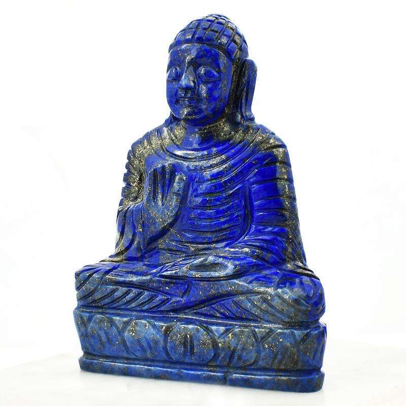 gemsmore:Blue Lapis Lazuli Hand Carved Buddha Idol