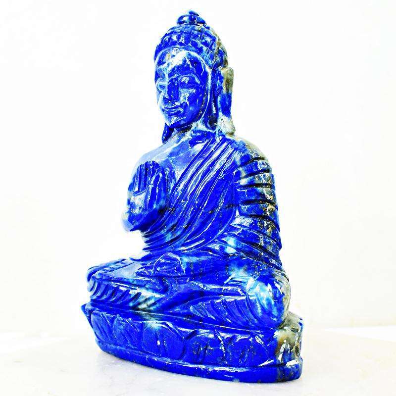 gemsmore:Blue Lapis Lazuli Hand Carved Buddha Idol