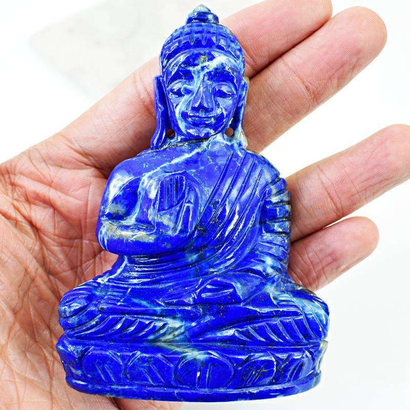 gemsmore:Blue Lapis Lazuli Hand Carved Buddha Idol