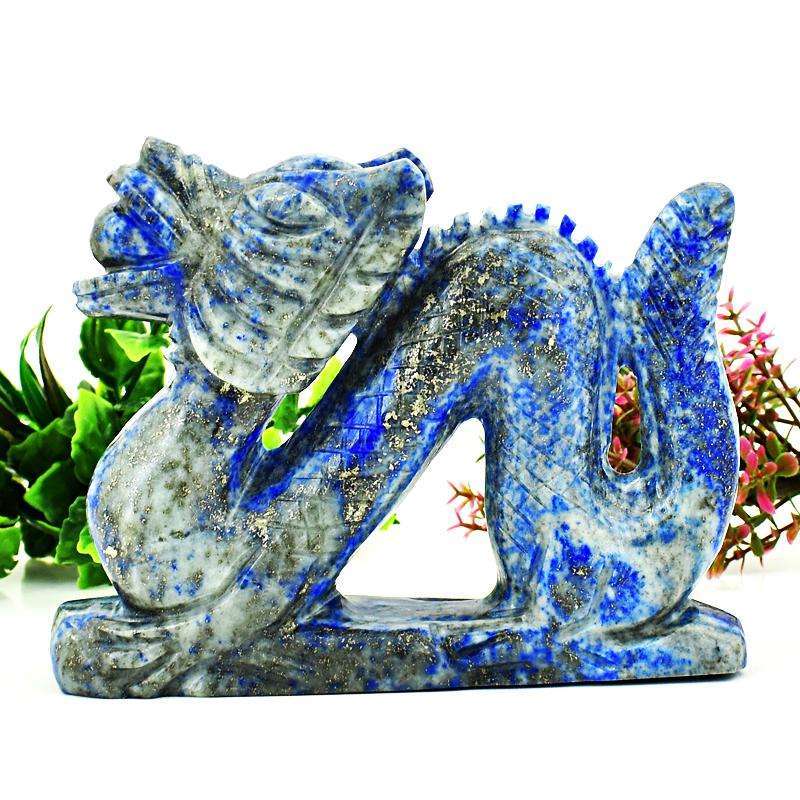 gemsmore:Blue Lapis Lazuli Hand Carved Dragon Gemstone