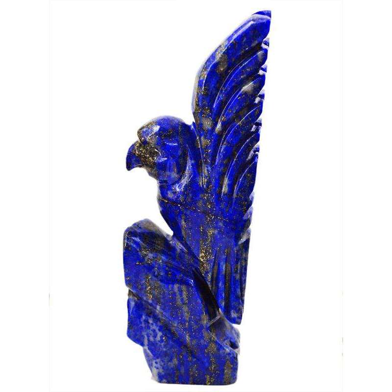gemsmore:Blue Lapis Lazuli Hand Carved Flying Parrot