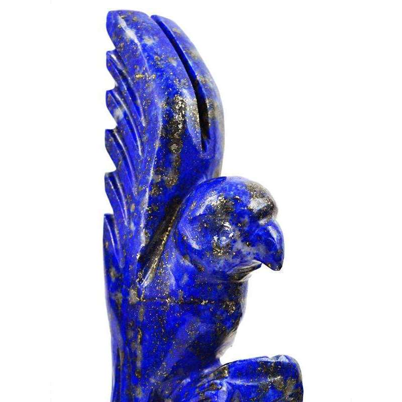 gemsmore:Blue Lapis Lazuli Hand Carved Flying Parrot