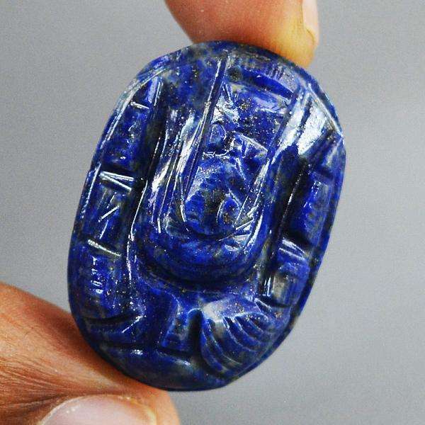 gemsmore:Blue Lapis Lazuli Hand Carved Ganesha Gemstone