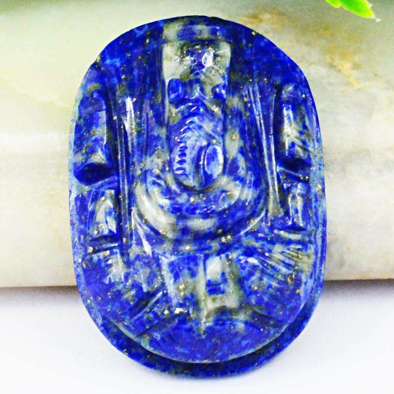 gemsmore:Blue Lapis Lazuli Hand Carved Ganesha Gemstone