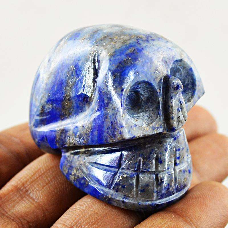 gemsmore:Blue Lapis Lazuli Hand Carved Gemstone Human Skull