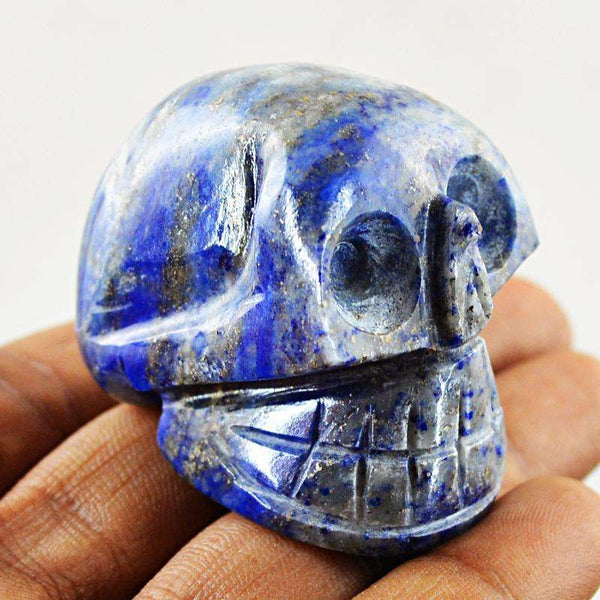 gemsmore:Blue Lapis Lazuli Hand Carved Gemstone Human Skull