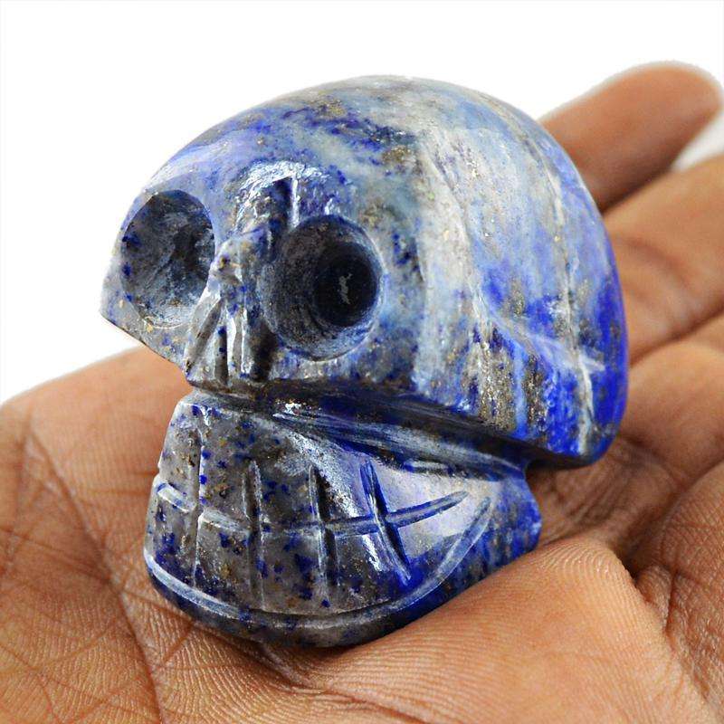 gemsmore:Blue Lapis Lazuli Hand Carved Gemstone Human Skull
