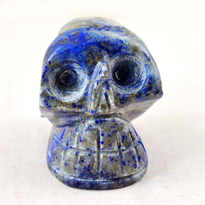 gemsmore:Blue Lapis Lazuli Hand Carved Gemstone Human Skull