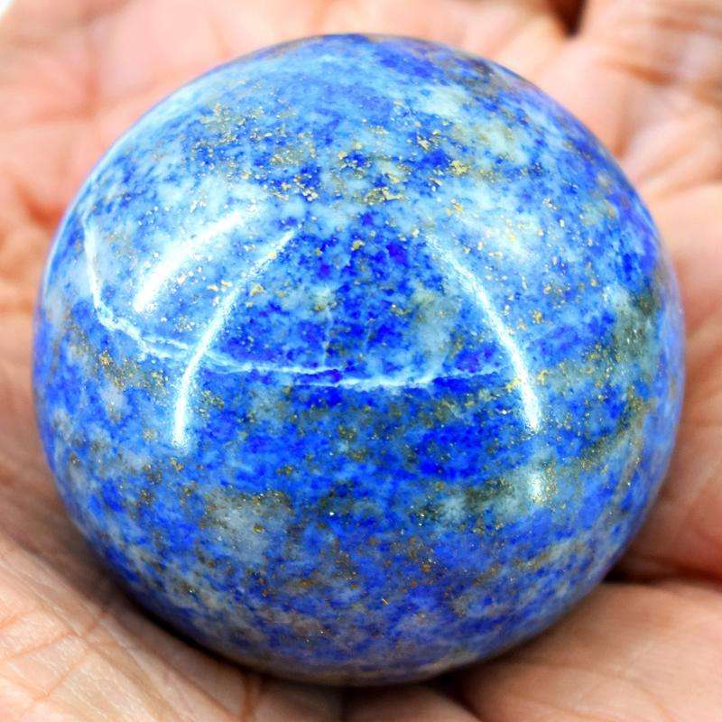 gemsmore:Blue Lapis Lazuli Hand Carved Healing Sphere