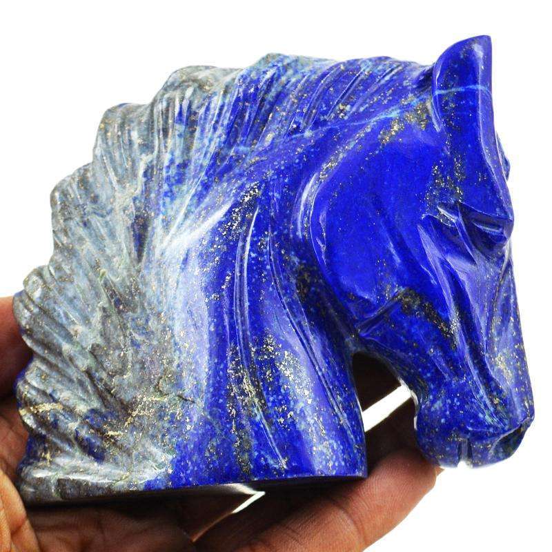 gemsmore:Blue Lapis Lazuli Hand Carved Horse Bust