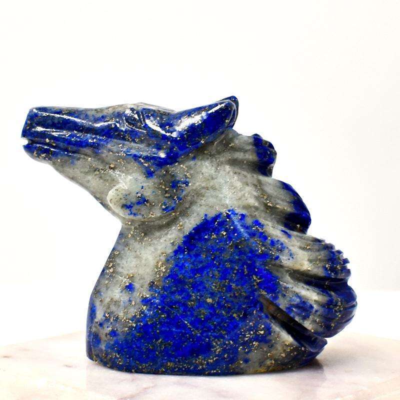 gemsmore:Blue Lapis Lazuli Hand Carved Horse Head