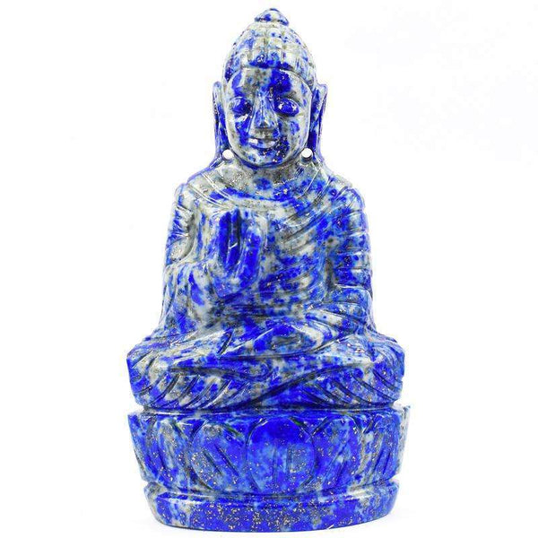 gemsmore:Blue Lapis Lazuli Hand Carved Lord Buddha Idol