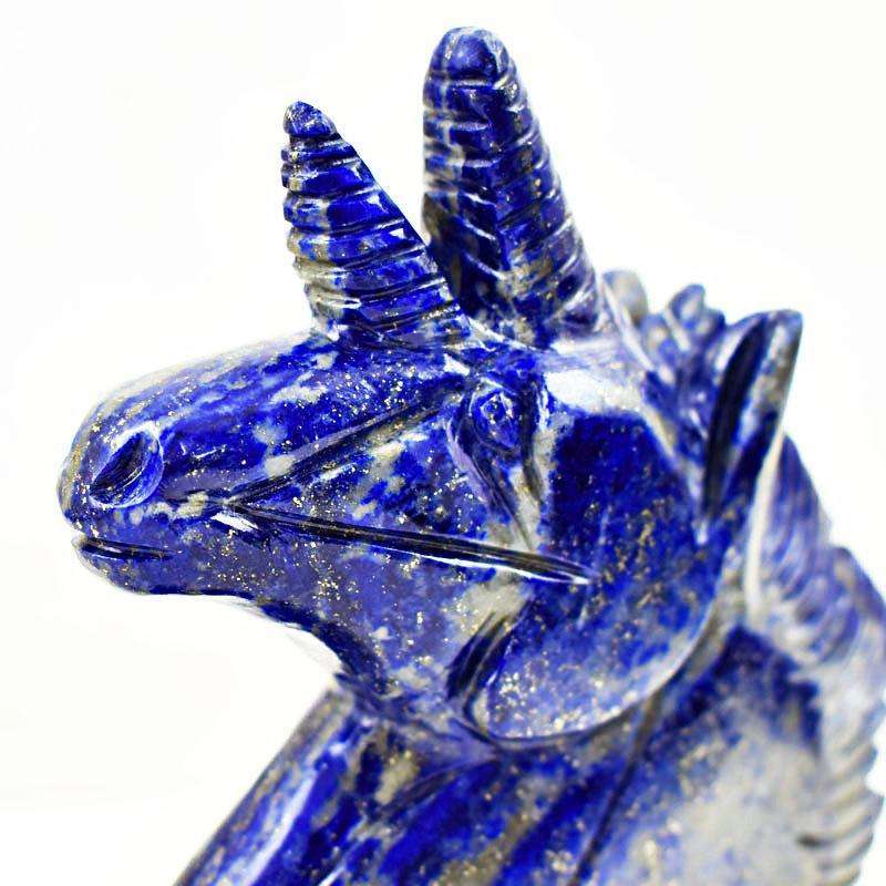 gemsmore:Blue Lapis Lazuli Hand Carved Unicorn Head