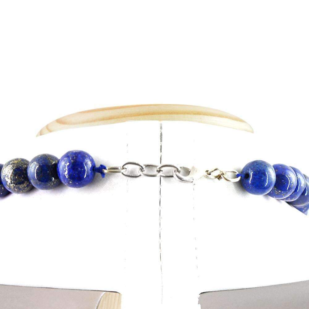 gemsmore:Blue Lapis Lazuli Necklace Natural 20 Inches Long Round Shape Beads