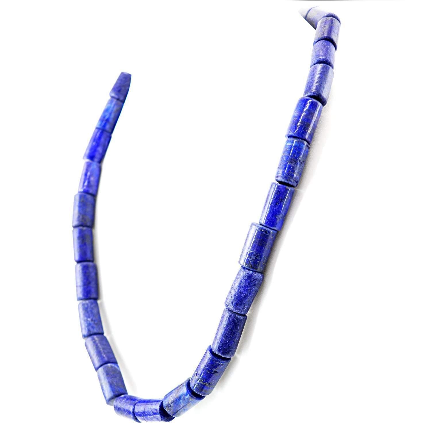 gemsmore:Blue Lapis Lazuli Necklace Natural 20 Inches Long Untreated Beads