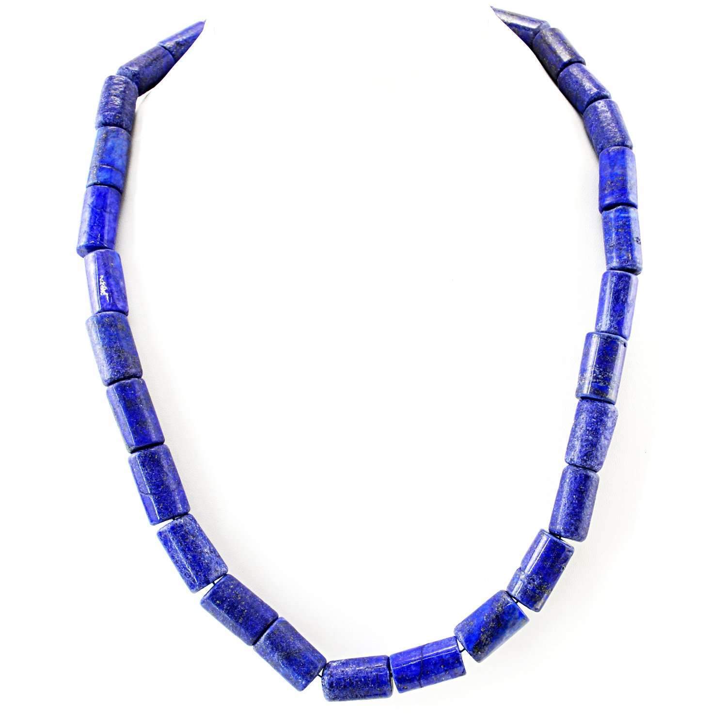 gemsmore:Blue Lapis Lazuli Necklace Natural 20 Inches Long Untreated Beads