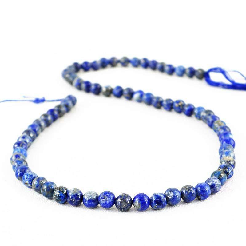 gemsmore:Blue Lapis Lazuli Strand Natural Untreated Round Shape Drilled Beads