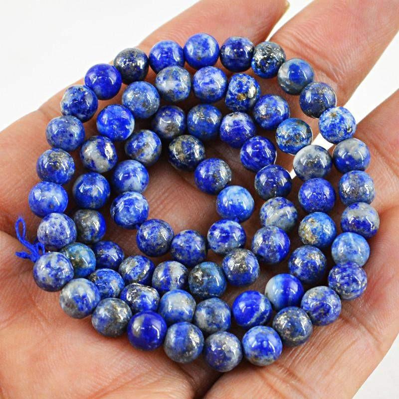 gemsmore:Blue Lapis Lazuli Strand Natural Untreated Round Shape Drilled Beads