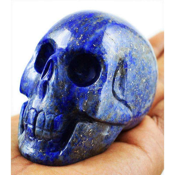 gemsmore:Blue Lapis Lazuli Untreated Carved Gemstone Skull