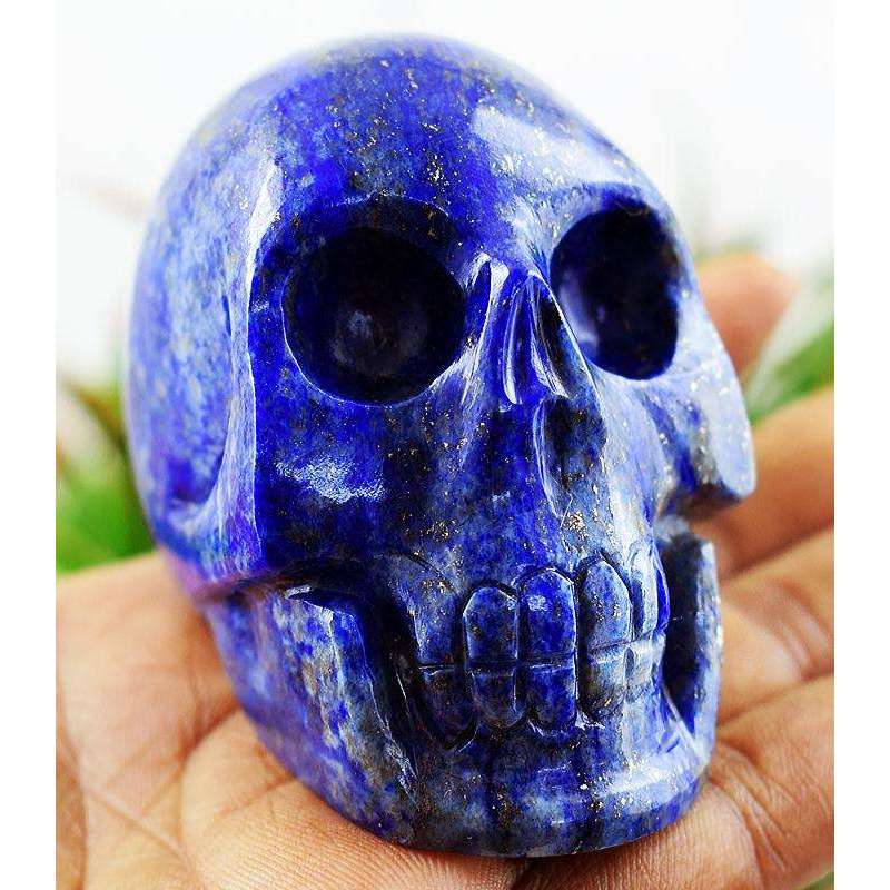 gemsmore:Blue Lapis Lazuli Untreated Carved Gemstone Skull