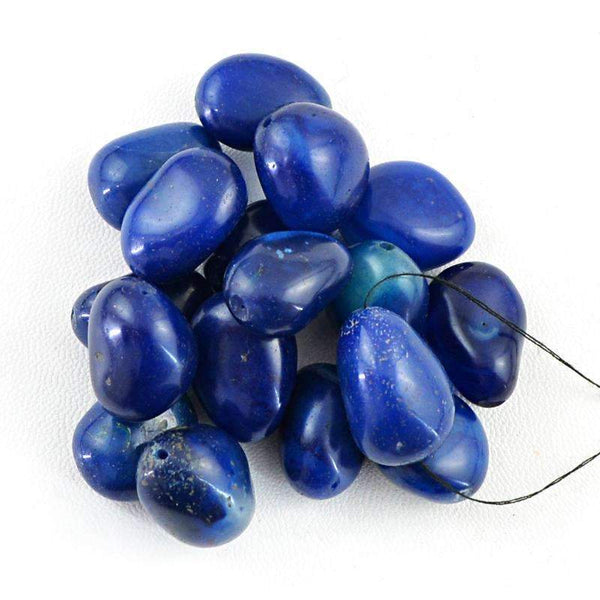 gemsmore:Blue Onyx Beads Lot - Natural Drilled