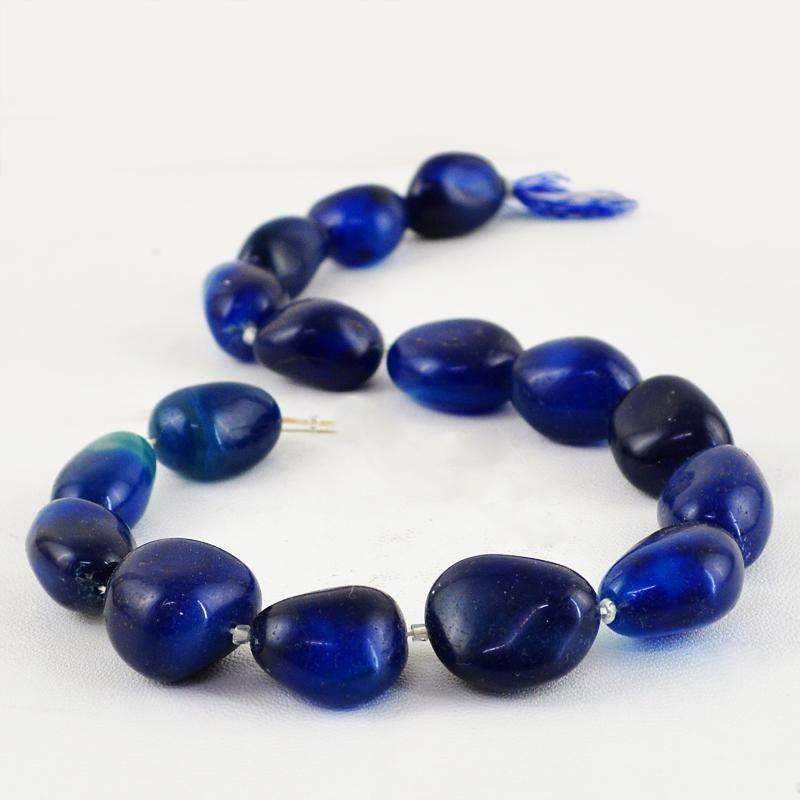 gemsmore:Blue Onyx Beads Strand Natural Untreated Drilled