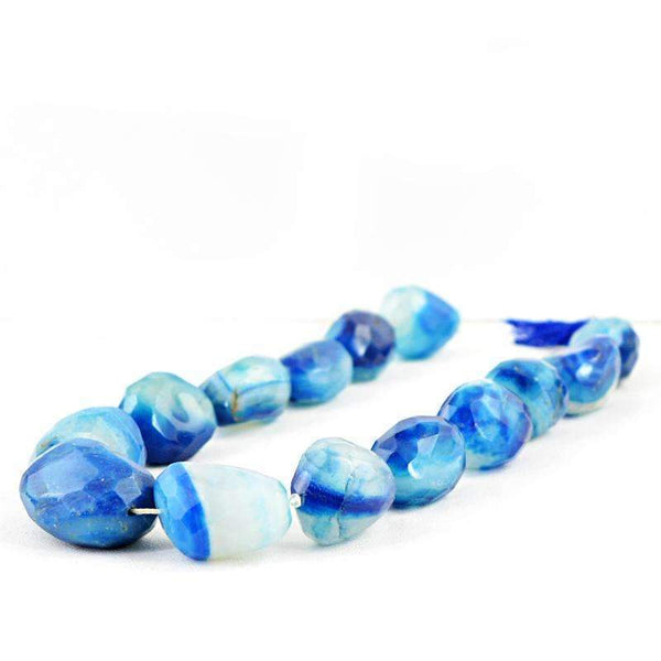 gemsmore:Blue Onyx Drilled Beads Strand Natural Faceted