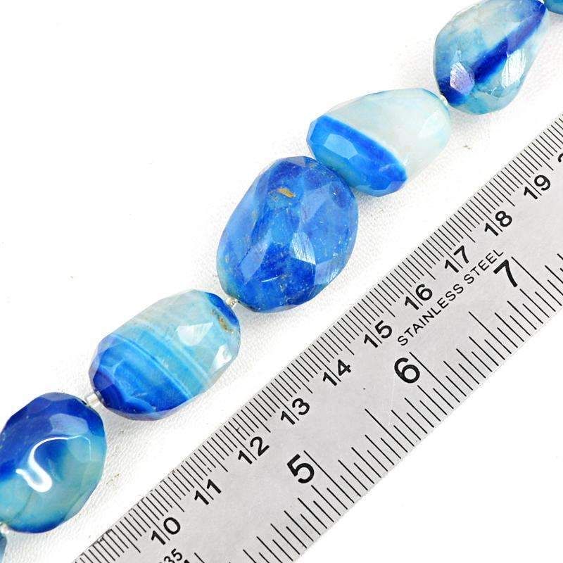 gemsmore:Blue Onyx Drilled Beads Strand Natural Faceted