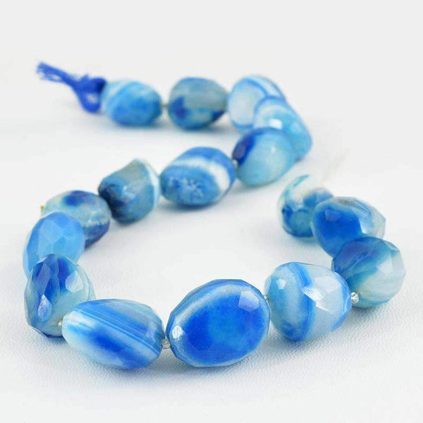 gemsmore:Blue Onyx Strand Natural 775.00 Cts Faceted Drilled Beads