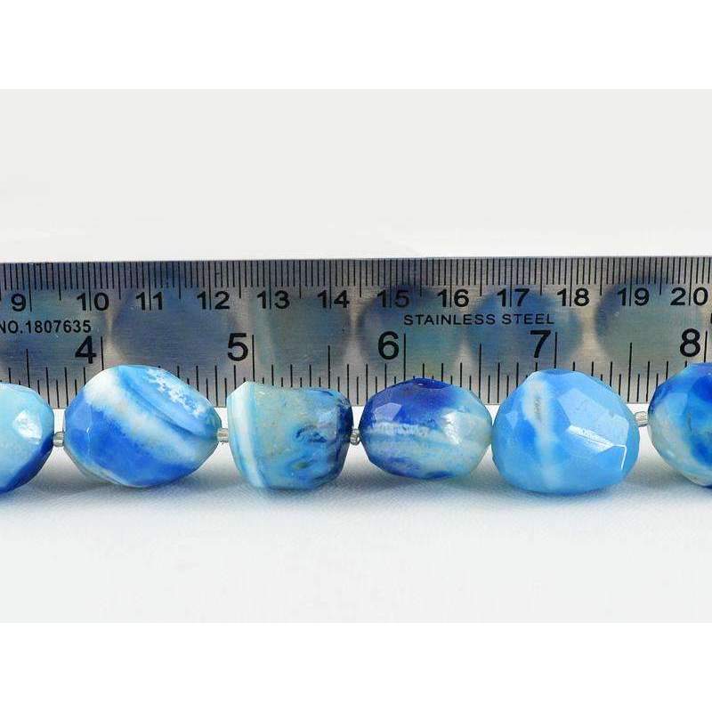 gemsmore:Blue Onyx Strand Natural 775.00 Cts Faceted Drilled Beads