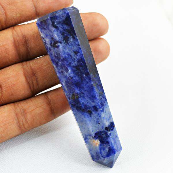 gemsmore:Blue Sodalite Carved Reiki Healing Point - Amazing