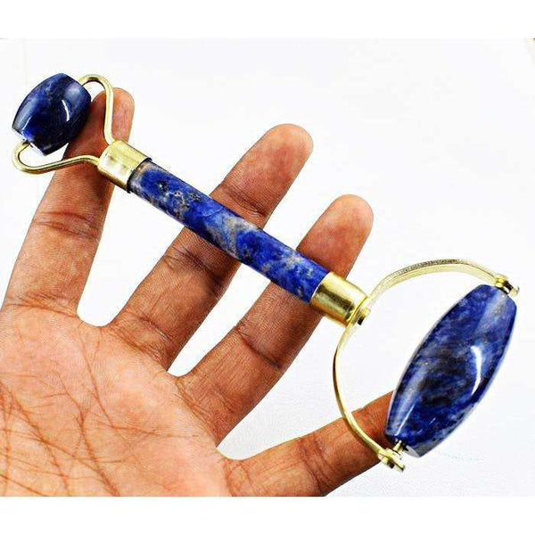 gemsmore:Blue Sodalite Hand Carved Healing Massage Roller