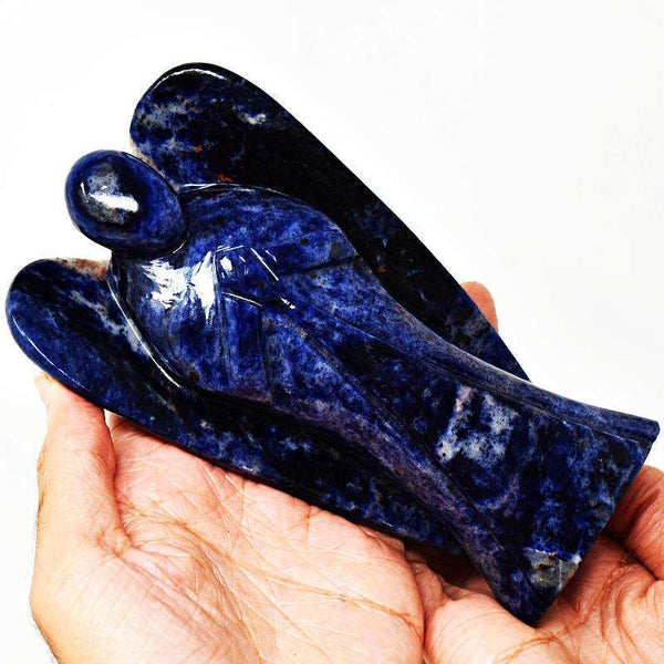 gemsmore:Blue Sodalite Hand Carved Reiki Big Healing Angel