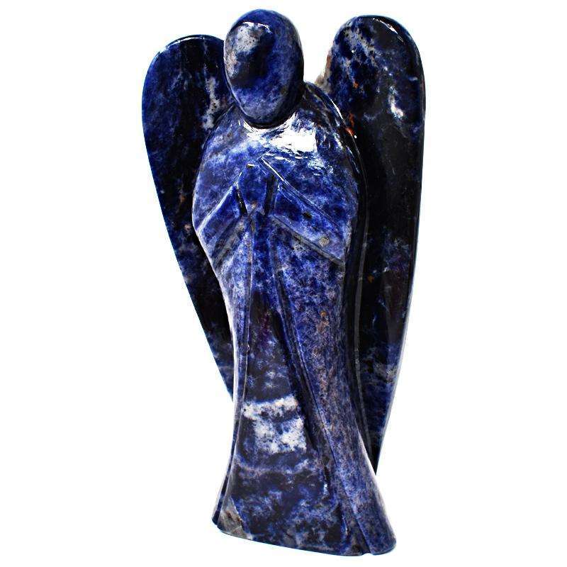 gemsmore:Blue Sodalite Hand Carved Reiki Big Healing Angel