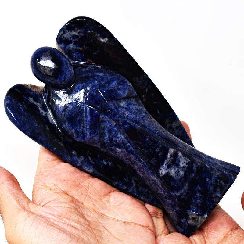 gemsmore:Blue Sodalite Hand Carved Reiki Big Healing Angel