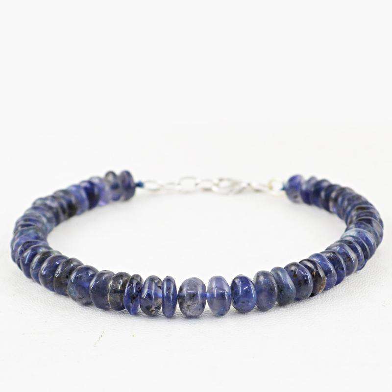 gemsmore:Blue Tanzanite Beads Bracelet Natural Round Shape