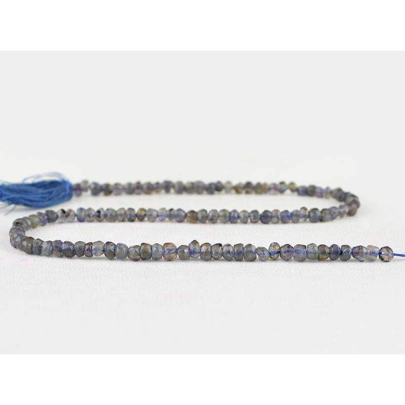 gemsmore:Blue Tanzanite Beads Strand Natural Faceted Round Shape Drilled